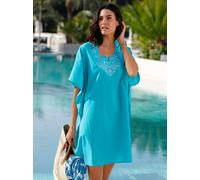 Sommerkleid FEEL GOOD "Tunika", Damen, Gr. 48/50, Normalgrößen, blau (türkis), 100% Baumwolle, unifarben, kurz, Rundhals, Kleider Sommerkleid (30206859-48) türkis