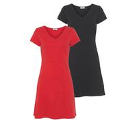 Sommerkleid FLASHLIGHTS, Damen, Gr. 38, N-Gr, schwarz (schwarz, rot), Interlock, Obermaterial: 100% Baumwolle, clean, unifarben, Basic, figurbetont, Kleider Sommerkleid, für festliche Anlässe, aus Int
