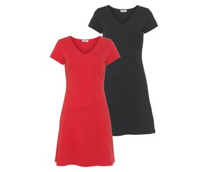 Sommerkleid FLASHLIGHTS, Damen, Gr. 38, N-Gr, schwarz (schwarz, rot), Interlock, Obermaterial: 100% Baumwolle, clean, unifarben, Basic, figurbetont, Kleider Sommerkleid, für festliche Anlässe, aus Int