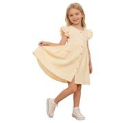 Sommerkleid für Mädchen Lässige Sommer ärmelloses Kleid mit Knopfreihe Baumwolle Kleider Tailliertem Schnitt mit Rüschen Niedliches Kleider Partykleid Komfort Kinderkleid 2-7 Jahre