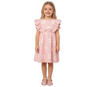 Sommerkleid für Mädchen Niedliches Chrysanthemenmuster Lässige Sommer Kleid Baumwolle Kleider mit Rüschen Kleider Partykleid Komfort Kinderkleid 2-7 Jahre