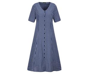 Sommerkleid GOLDNER "Baumwollkleid mit Karo-Muster", Damen, Gr. 40, N-Gr, blau (blau, weiß, gemustert), Obermaterial: 100% Baumwolle CO., Kleider Sommerkleid, durchgehende Knopfleise (89695930-40) bla