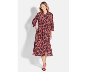 Sommerkleid GOLDNER "Fließendes Viskosekleid mit Knopfleiste", Damen, Gr. 42, N-Gr, rot (rot, gemustert), Obermaterial: 100% Viskose CV., Kleider Sommerkleid, Manschettenärmel (94924211-42) rot, gemus