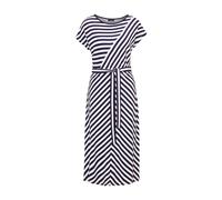 Sommerkleid GOLDNER "Kleid mit U-Boot-Ausschnitt", Damen, Gr. 48, N-Gr, blau (marine, weiß, gemustert), Obermaterial: 95% Viskose CV. 5% Elasthan EL., U-Boot-Ausschnitt, keine/nicht relevant, Kleider