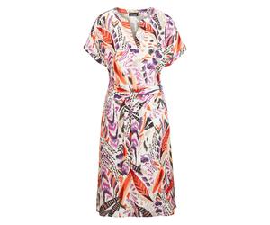Sommerkleid GOLDNER "Kurzarm-Kleid mit Ethno-Print", Damen, Gr. 54, N-Gr, bunt (bunt, gemustert), Obermaterial: 100% Viskose CV., figurumspielend, mit Aufschlag, Kleider Sommerkleid, Taschen in den Se