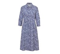Sommerkleid GOLDNER "Kurzgröße Blusenkleid mit Hemdkragen", Damen, Gr. 21, K-Gr, blau (royalblau, weiß, gemustert), Obermaterial: 100% Viskose CV., figurumspielend, Manschette, Kleider Sommerkleid, mi