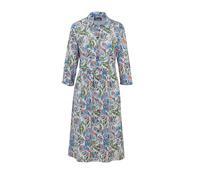 Sommerkleid GOLDNER "Kurzgröße Blusenkleid mit Hemdkragen", Damen, Gr. 24, K-Gr, bunt (sand, blau, orange, gemustert), Obermaterial: 100% Viskose CV., figurumspielend, Manschette, Kleider Sommerkleid,