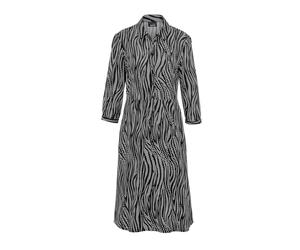 Sommerkleid GOLDNER "Kurzgröße Blusenkleid mit Hemdkragen", Damen, Gr. 25, K-Gr, schwarz-weiß (schwarz, cremeweiß, gemustert), Obermaterial: 100% Viskose CV., figurumspielend, Manschette, Kleider Somm