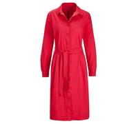 Sommerkleid GOLDNER "Kurzgröße Elegantes Hemdblusenkleid mit Bindegürtel", Damen, Gr. 21, K-Gr, rot, Obermaterial: 80% Baumwolle CO. 18% Polyamid PA. 2% Elasthan EL., figurumspielend, Manschette, Klei