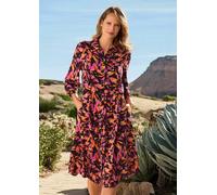 Sommerkleid GOLDNER "Kurzgröße Fließendes Viskosekleid mit Knopfleiste", Damen, Gr. 22, K-Gr, rot (rot, gemustert), Obermaterial: 100% Viskose CV., Kleider Sommerkleid, Manschettenärmel (72546732-22)