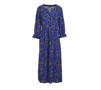 Sommerkleid GOLDNER "Kurzgröße Fließendes Viskosekleid mit V-Ausschnitt", Damen, Gr. 20, K-Gr, blau (royalblau, marine, gemustert), Obermaterial: 100% Viskose CV., V-Ausschnitt, Sonstiges, Kleider Som