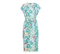 Sommerkleid GOLDNER "Kurzgröße Grünes Midikleid mit floralem Muster", Damen, Gr. 22, K-Gr, grün (grün, gemustert), Obermaterial: 100% Viskose CV., figurumspielend, Sonstiges, Kleider Sommerkleid, Kräu