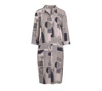 Sommerkleid GOLDNER "Kurzgröße Hemdblusenkleid mit Alloverdruck", Damen, Gr. 20, K-Gr, schwarz (schwarz, cremeweiß, gemustert), Obermaterial: 97% Baumwolle CO. 3% Elasthan EL., normal, Tubular, Kleide