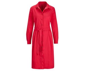 Sommerkleid GOLDNER "Kurzgröße Hemdblusenkleid mit Bindegürtel", Damen, Gr. 21, K-Gr, rot, Obermaterial: 80% Baumwolle CO. 18% Polyamid PA. 2% Elasthan EL., figurumspielend, Manschette, Kleider Sommer