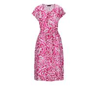 Sommerkleid GOLDNER "Kurzgröße Leinenkleid Ethno, Halbarm", Damen, Gr. 20, K-Gr, pink (pink, gemustert), Obermaterial: 100% Leinen LI., gerade, Sonstiges, Kleider Sommerkleid, Mit Bindegürtel und Tasc