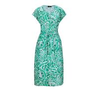 Sommerkleid GOLDNER "Kurzgröße Leinenkleid Ethno, Halbarm", Damen, Gr. 25, K-Gr, grün (grün, gemustert), Obermaterial: 100% Leinen LI., gerade, Sonstiges, Kleider Sommerkleid, Mit Bindegürtel und Tasc