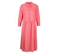 Sommerkleid GOLDNER "Kurzgröße Luftiges Hemdkleid mit Knopfleiste, Midi", Damen, Gr. 23, K-Gr, orange (koralle), Obermaterial: 100% Viskose CV., Basic, Knopf, Kleider Sommerkleid, Taillennaht (8559703