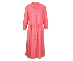 Sommerkleid GOLDNER "Kurzgröße Luftiges Hemdkleid mit Knopfleiste, Midi", Damen, Gr. 25, K-Gr, orange (koralle), Obermaterial: 100% Viskose CV., Basic, Knopf, Kleider Sommerkleid, Taillennaht (8559703
