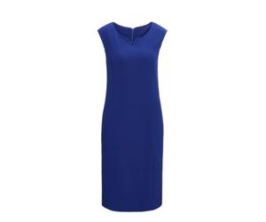 Sommerkleid GOLDNER "Kurzgröße Strukturiertes Jerseykleid", Damen, Gr. 22, K-Gr, blau (royalblau), Obermaterial: 94% Polyester PES. 6% Elasthan EL., Feminin, Gerade, Kleider Sommerkleid, Schlitz (5606