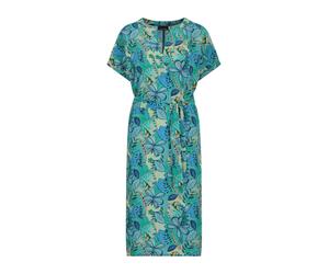 Sommerkleid GOLDNER "Kurzgröße Viskosekleid mit floralem Muster", Damen, Gr. 21, K-Gr, grün (salbei, gemustert), Obermaterial: 100% Viskose CV., tailliert, Kleider Sommerkleid, seitliche Eingrifftsche