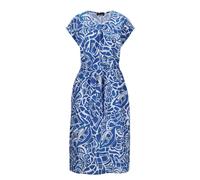 Sommerkleid GOLDNER "Leinenkleid Ethno, Halbarm", Damen, Gr. 46, N-Gr, blau (royalblau, gemustert), Obermaterial: 100% Leinen LI., gerade, Sonstiges, Kleider Sommerkleid, Mit Bindegürtel und Taschen (