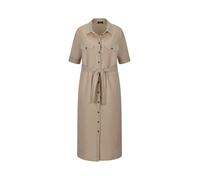 Sommerkleid GOLDNER "Leinenkleid im Safari-Look", Damen, Gr. 44, N-Gr, beige (stein), Obermaterial: 55% Leinen LI. 45% Baumwolle CO., tailliert, Kleider Sommerkleid, figurschmeichelender Schnitt (4670