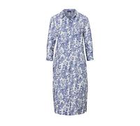 Sommerkleid GOLDNER "Kleid", Damen, Gr. 40, N-Gr, blau (marine, weiß, gemustert), Obermaterial: 100% Leinen LI., Manschette, Kleider Sommerkleid, Knöpfe (72502230-40) marine, weiß, gemustert