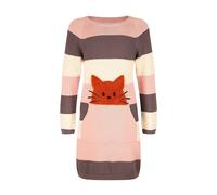 Strickkleid Blockstreifen Happy Girls Mädchen mit Katze pudrig rosa Gr. 116