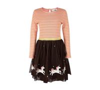 Happy Girls Kleid im 2-in-1-Look mit Motiv-Stitchings in Apricot, Größe 116