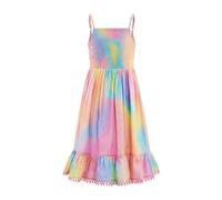 Sommerkleid HAPPY GIRLS, Mädchen, Gr. 122, N-Gr, bunt (multicolour), Web, Obermaterial: 100% Viskose, bedruckt, Basic kniebedeckend, eckiger Ausschnitt, Kleider Sommerkleid (89847308-122) multicolour