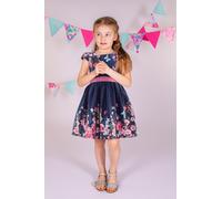 Sommerkleid HAPPY GIRLS, Mädchen, Gr. 86, N-Gr, blau (navy), Web, Obermaterial: 95% Baumwolle, 5% Elasthan. Futter: 100% Baumwolle, bedruckt, geblümt, regular fit knielang, Rundhals, Flügelärmel, Klei