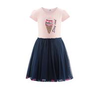 Jerseykleid HAPPY GIRLS, Mädchen, Gr. 110, N-Gr, rose, Jersey, Obermaterial: 95% Baumwolle, 5% Elasthan. Futter: 100% Polyester. Unterteil: 100% Polyester, bestickt, mehrfarbig, kniebedeckend, Rundhal