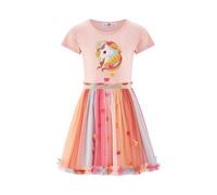 Jerseykleid HAPPY GIRLS, Mädchen, Gr. 140, N-Gr, bunt (powder pink), Jersey, Obermaterial: 95% Baumwolle, 5% Elasthan. Futter: 100% Polyester. Unterteil: 100% Polyester, bestickt, mehrfarbig, Basic kn