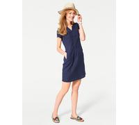Sommerkleid HEINE "Leinenkleid", Damen, Gr. 42, Normalgrößen, blau (marine), 100% Leinen, unifarben, kurz, Rundhals, Kleider Sommerkleid (68599708-42) marine