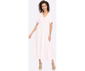 Sommerkleid HEINE "Webkleid", Damen, Gr. 50, Normalgrößen, weiß, 100% Baumwolle, unifarben, lang, V-Ausschnitt, Kleider Sommerkleid (58905642-50) weiß