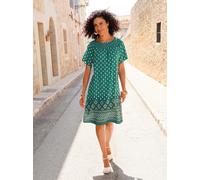 Sommerkleid INSPIRATIONEN "Druck-Kleid", Damen, Gr. 52, Normalgrößen, grün (grün, bedruckt), 100% Viskose, gemustert, mehrfarbig, kurz, Rundhals, Kleider Sommerkleid (88047040-52) grün, bedruckt