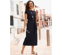 Sommerkleid INSPIRATIONEN "Jersey-Kleid", Damen, Gr. 48, Normalgrößen, schwarz, Strick, 99% Polyester, 1% Elasthan, unifarben, wadenlang, U-Boot-Ausschnitt, Kleider Sommerkleid (51594867-48) schwarz