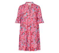 Sommerkleid JOOP JEANS "Devi", Damen, Gr. L, N-Gr, open blau, Obermaterial: 85% Viskose, 15% Nylon, A-Linie kniefrei, V-Ausschnitt, Volant, Kleider Sommerkleid, A-Linie, floraler Alloverprint (3124443