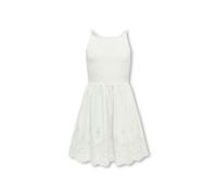 Sommerkleid KIDS ONLY "KOGBONDI LIFE STRAP EMB DRESS WVN", Mädchen, Gr. 134, N-Gr, cloud dancer, Web, Obermaterial: 100% Baumwolle, unifarben, figurbetont kniefrei, Rundhals, Kleider Sommerkleid, mit