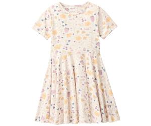 Sommerkleid kurzarm Blumen beige 128