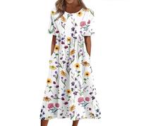 Sommerkleid Lang Damen Strandkleid Damen Große Größen Luftige Schicke Sommerkleider Blumen Sommerkleidung Multiway Italienische Kleider Infinity Hemdblusenkleid Elegant Maxikleider Locker