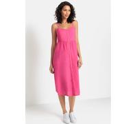 Sommerkleid LASCANA, Damen, Gr. 38, N-Gr, pink, Web, Obermaterial: 58% Viskose, 28% Baumwolle, 14% Leinen, unifarben, figurumspielend Midi, V-Ausschnitt, Kleider Sommerkleid, aus Leinenmix mit Baumwol