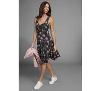 Sommerkleid LAURA SCOTT, Damen, Gr. 32, N-Gr, schwarz (schwarz, geblümt), Jersey, Obermaterial: 95% Viskose, 5% Elasthan, geblümt, figurumspielend kniefrei, tiefer Rundhals, Kleider Sommerkleid, figur