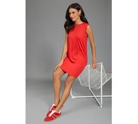 Sommerkleid LAURA SCOTT, Damen, Gr. 36/38, N-Gr, rot, Single Jersey, Obermaterial: 50% Baumwolle, 50% Modal, unifarben, figurbetont kurz, Rundhals, Kleider Sommerkleid, mit Bogenkante, Basic-Stil, Min