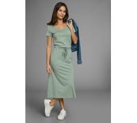 Sommerkleid LAURA SCOTT, Damen, Gr. 36, N-Gr, blau (hellpetrol), Single Jersey, Obermaterial: 50% Baumwolle, 50% Modal, unifarben, 7/8-Länge, Kleider Sommerkleid, im Basic-Stil - in unifarben, geblümt