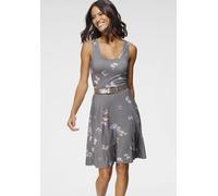 Sommerkleid LAURA SCOTT, Damen, Gr. 36, N-Gr, grau (grau, rosa (jerseykleid aus nachhaltigem material)), Jersey, Obermaterial: 95% Viskose, 5% Elasthan, bedruckt, gemustert, figurumspielend kniefrei,