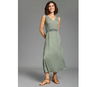 Sommerkleid LAURA SCOTT, Damen, Gr. 36, N-Gr, grün, gemustert, Jersey, Obermaterial: 95% Viskose, 5% Elasthan, gemustert, figurumspielend Midi, V-Ausschnitt, Kleider Sommerkleid, gemusterte Optik, aus