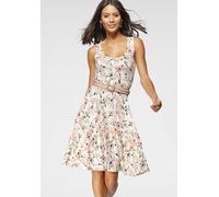 Sommerkleid LAURA SCOTT, Damen, Gr. 36, N-Gr, rosa (wollweiß), Jersey, Obermaterial: 95% Viskose, 5% Elasthan, bedruckt, geblümt, gemustert, mehrfarbig, figurumspielend kniefrei, tiefer Rundhals, Klei