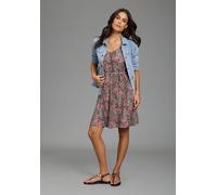 Sommerkleid LAURA SCOTT, Damen, Gr. 38, N-Gr, bunt, gemustert, Jersey, Obermaterial: 95% Viskose, 5% Elasthan, gemustert, mehrfarbig, ausgestellt mini, tiefer Rundhals, Kleider Sommerkleid, mit ausges