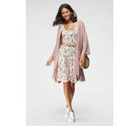 Sommerkleid LAURA SCOTT, Damen, Gr. 38, N-Gr, rosa (wollweiß), Jersey, Obermaterial: 95% Viskose, 5% Elasthan, bedruckt, geblümt, gemustert, mehrfarbig, figurumspielend kniefrei, tiefer Rundhals, Klei